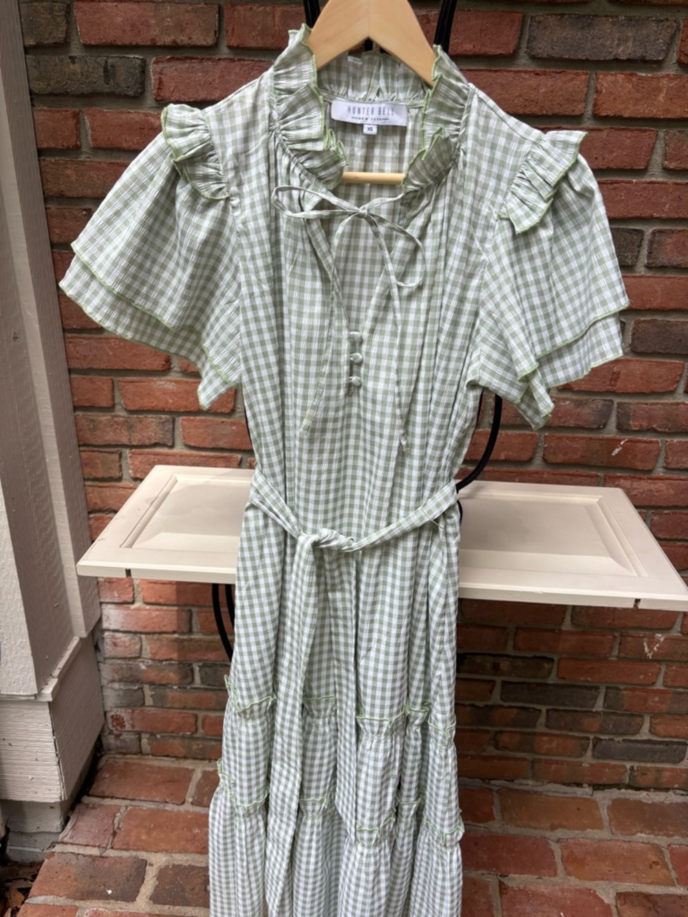 HUNTER BELL Light Green Gingham Blouse